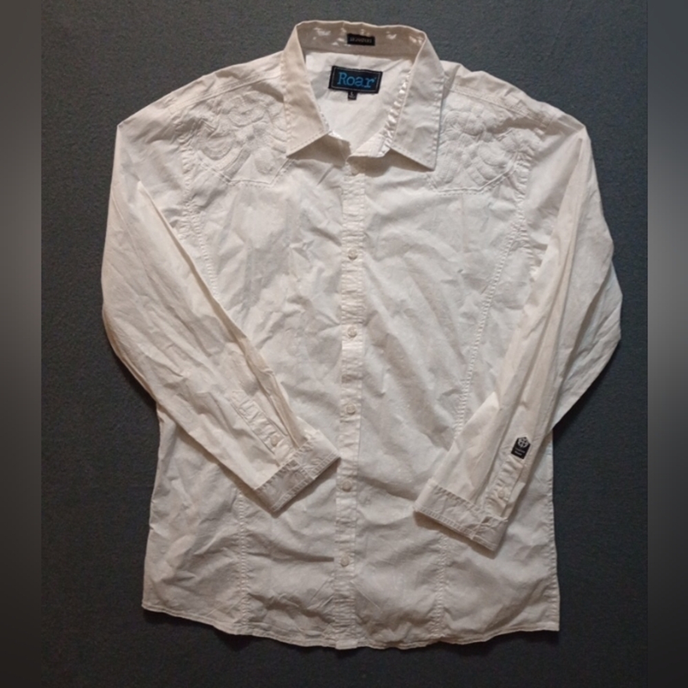 Roar Signature White On White Mens Large Long Sleeve